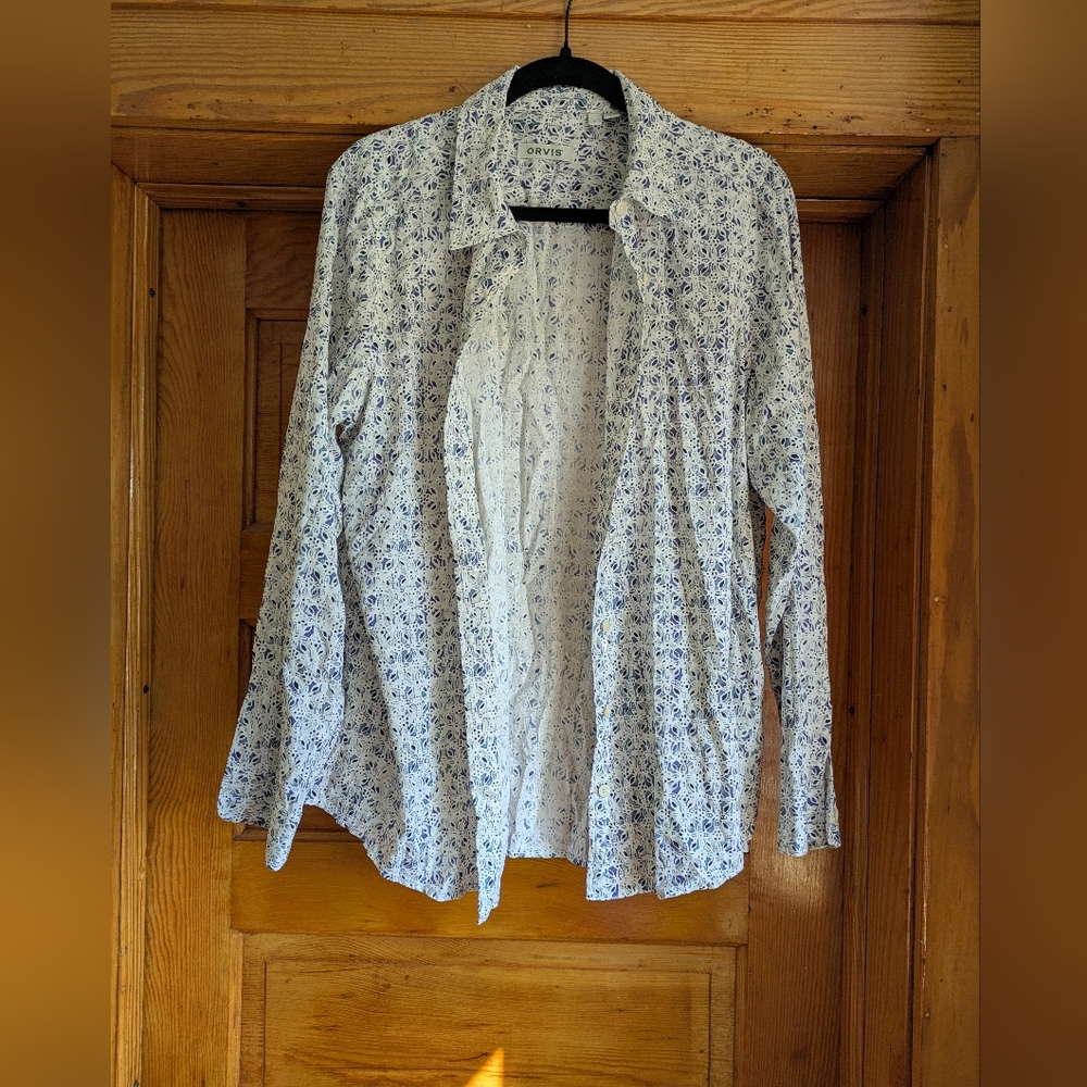 Orvis Blue and White Patterned Shirt
